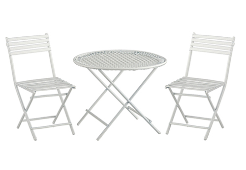 Patio Set, 3 pc., White Wire